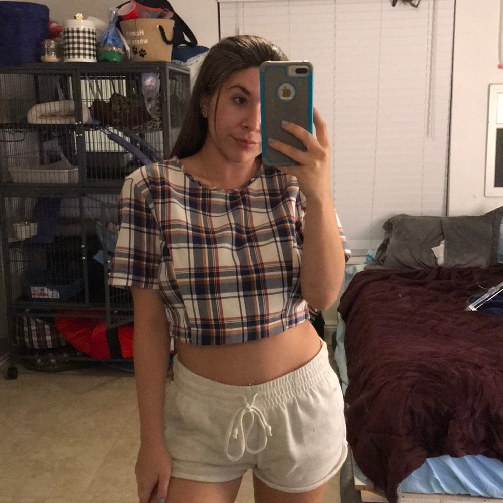 Papaya plaid crop top